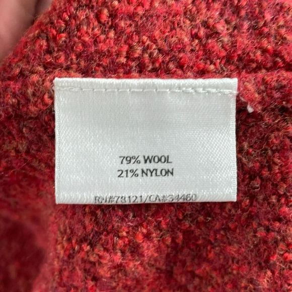 Eileen Fisher Womens Red Wool/Nylon Open Front Cardigan Sweater M 4811 - Picture 3 of 8